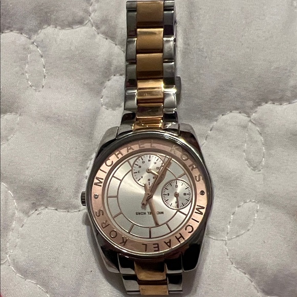 Michael Kors Two-Tone Watch with Rose Gold Dial - Picture 1 of 2